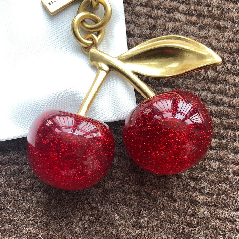 COACH Cherry Glitter CharmKeychain - Red & Gold - Picture 2 of 2